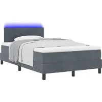 Syfax LED Box Spring Bed Donkergrijs 120 x 190 cm Fluweel