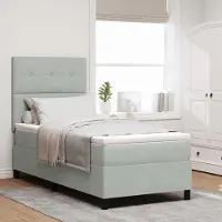 Prolenta Maison Exclusive - LED boxspringbed met hoofdeinde, lichtgrijs, 80 x 200 cm, fluweel