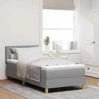 Prolenta Maison Exclusive - LED boxspringbed met LED-verlichting, lichtgrijs, 90 x 200 cm, stof