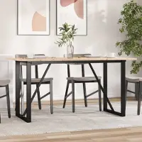 Prolenta Maison Exclusive - Eettafel met O-vormig frame, 160 x 80 x 75 cm, gemaakt van grenenhout en staal