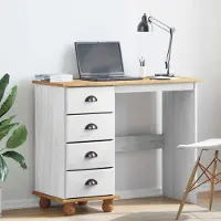 Prolenta Maison Exclusive - Bureau ASKIM, wit, 95 x 40 x 75 cm, massief grenenhout