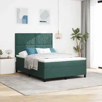 Prolenta Maison Exclusive - LED boxspringbed met hoofdeinde, donkergroen, 140 x 190 cm, fluweel