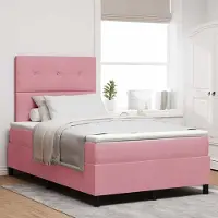 Prolenta Maison Exclusive - LED boxspringbed met hoofdeinde, roze, 120 x 200 cm, fluweel