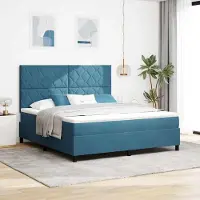 Prolenta Maison Exclusive - LED boxspringbed met hoofdeinde, donkerblauw, 180 x 200 cm, fluweel