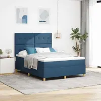 Prolenta Maison Exclusive - LED boxspringbed met hoofdeinde, blauw, 140 x 200 cm, gestoffeerd