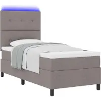 Syfax Boxspring bed met LED-stripverlichting Taupe 90 x 200 cm Stof