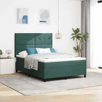 Prolenta Maison Exclusive - LED boxspringbed met hoofdeinde, donkergroen, 140 x 200 cm, fluweel