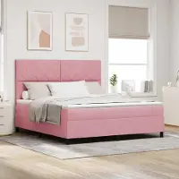 Prolenta Maison Exclusive - LED boxspringbed met hoofdeinde, roze, 180 x 200 cm, fluweel