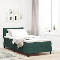 Prolenta Maison Exclusive - LED boxspringbed met LED-verlichting, donkergroen, 90 x 200 cm, fluweel