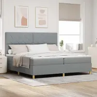 Prolenta Maison Exclusive - LED boxspringbed met hoofdeinde, lichtgrijs, 200 x 200 cm, gestoffeerd