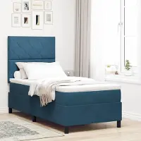 Prolenta Maison Exclusive - LED boxspringbed met hoofdeinde, donkerblauw, 90 x 200 cm, fluweel