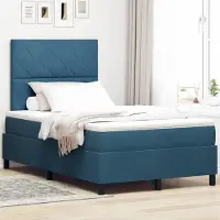 Prolenta Maison Exclusive - LED boxspringbed met hoofdeinde, donkerblauw, 120 x 200 cm, fluweel