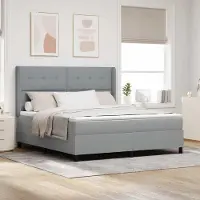 Prolenta Maison Exclusive - LED boxspringbed met hoofdeinde, lichtgrijs, 180 x 200 cm, gestoffeerd