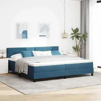 Prolenta Maison Exclusive - LED boxspringbed met hoofdeinde, donkerblauw, 200 x 200 cm, fluweel