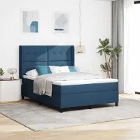 Prolenta Maison Exclusive - LED boxspringbed met hoofdeinde, blauw, 140 x 200 cm, gestoffeerd