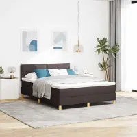 Prolenta Maison Exclusive - LED boxspringbed met hoofdeinde, donkerbruin, 140 x 190 cm, gestoffeerd