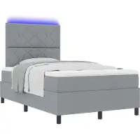 Syfax Boxspring bed met hoofdeinde Lichtgrijs 120 x 200 cm Stof
