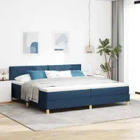 Prolenta Maison Exclusive - LED boxspringbed met hoofdeinde, blauw, 200 x 200 cm, gestoffeerd