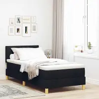 Prolenta Maison Exclusive - LED boxspringbed met hoofdeinde, zwart, 100 x 200 cm, gestoffeerd