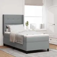 Prolenta Maison Exclusive - LED boxspringbed met hoofdeinde, lichtgrijs, 90 x 200 cm, gestoffeerd