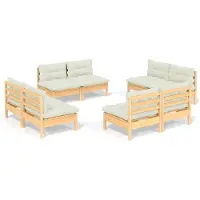 vidaXL 8-delige Loungeset met crèmekleurige kussens grenenhout