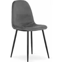 Leobert COMO Stoel - Donkergrijs, Velvet Bekleding, Zwarte Metalen Poten, Tijdloos Ontwerp en Ergonomisch Comfort voor Woonkamer, Keuken, Slaapkamer en Kantoor, Max. 120 kg