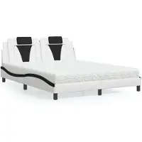 Prolenta Maison Exclusive - Bed "Viana" met matras, wit en zwart, 160x200 cm, kunstleer