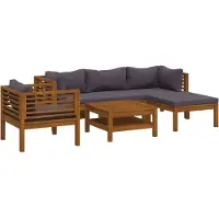 vidaXL 6-delige loungeset voor de tuin met kussens, gemaakt van massief acaciahout