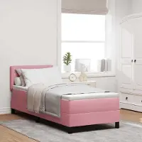Prolenta Maison Exclusive - LED boxspringbed met hoofdeinde, roze, 80 x 200 cm, fluweel