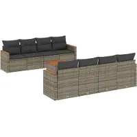 vidaXL 9-delige Loungeset met kussens poly rattan grijs