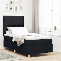 Prolenta Maison Exclusive - LED boxspringbed met hoofdeinde, zwart, 100 x 200 cm, gestoffeerd