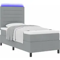 Syfax Boxspring bed met matras met LED Lichtgrijs 100 x 200 cm Stof