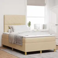 Prolenta Maison Exclusive - LED boxspringbed met hoofdeinde, crème kleur, 120 x 200 cm, gestoffeerd