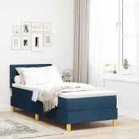 Prolenta Maison Exclusive - LED boxspringbed met hoofdeinde, blauw, 80 x 200 cm, gestoffeerd