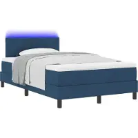 Syfax Boxspring bed met LED-stripverlichting Blauw 120 x 190 cm Stof