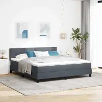 Prolenta Maison Exclusive - LED boxspringbed met hoofdeinde, donkergrijs, 180 x 200 cm, fluweel