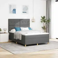 Prolenta Maison Exclusive - LED boxspringbed met hoofdeinde, donkergrijs, 160 x 200 cm, gestoffeerd