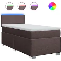 vidaXL Boxspring met matras stof donkerbruin 90x200 cm