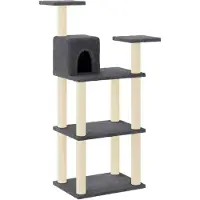 Syfax Kattenkrabpaal met sisal krabpalen 118,5 cm donkergrijs