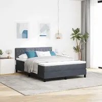Prolenta Maison Exclusive - LED boxspringbed met hoofdeinde, donkergrijs, 140 x 190 cm, fluweel