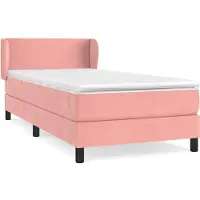 vidaXL Boxspring met matras fluweel roze 90x200 cm