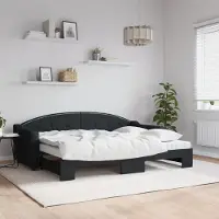 Prolenta Maison Exclusive - Uittrekbaar dagbed met matrassen, zwart, 80x200 cm, stof