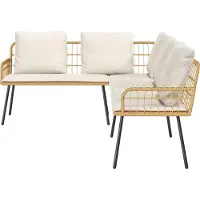 vidaXL Bank met kussen Natuur 173 x 231 x 90cm Staal