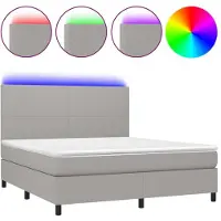 Syfax Boxspring met matras en LED stof lichtgrijs 180x200 cm