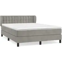 Syfax Boxspring met matras fluweel lichtgrijs 140x190 cm