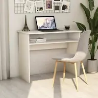 vidaXL Bureau, wit, 90x50x74 cm, houtvezel - Bureau - Bureaus - Computerbureau - Computerbureaus