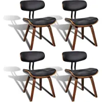 Syfax Eetkamerstoelen 4 st gebogen hout en kunstleer