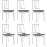 Syfax Eetkamerstoelen met kussens 6 st massief hout wit