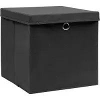 vidaXL Opbergboxen met deksel 10 st 32x32x32 cm stof zwart