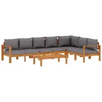 vidaXL 5-delige Loungeset met kussens massief acaciahout